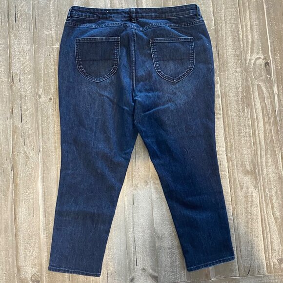 Coldwater Creek Womens Jeans Size 18 CroppedDark Wash Tapered Leg Stretch Denim - Picture 3 of 8